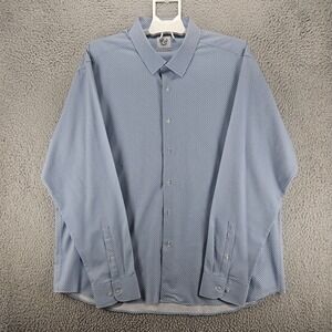 Kilburne Finch Men's Shirt Sz XXL Gometric Print Long Sleeve Ice Yarn Blue - 2XL